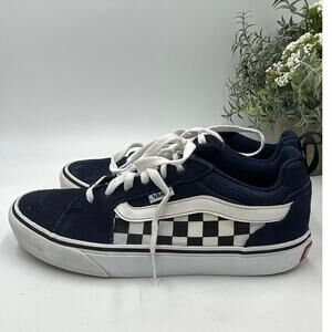 Vans Of The Wall Blue Suede Lace Up Checkerboard Skate Low Sneakers Shoe M6.5/W8